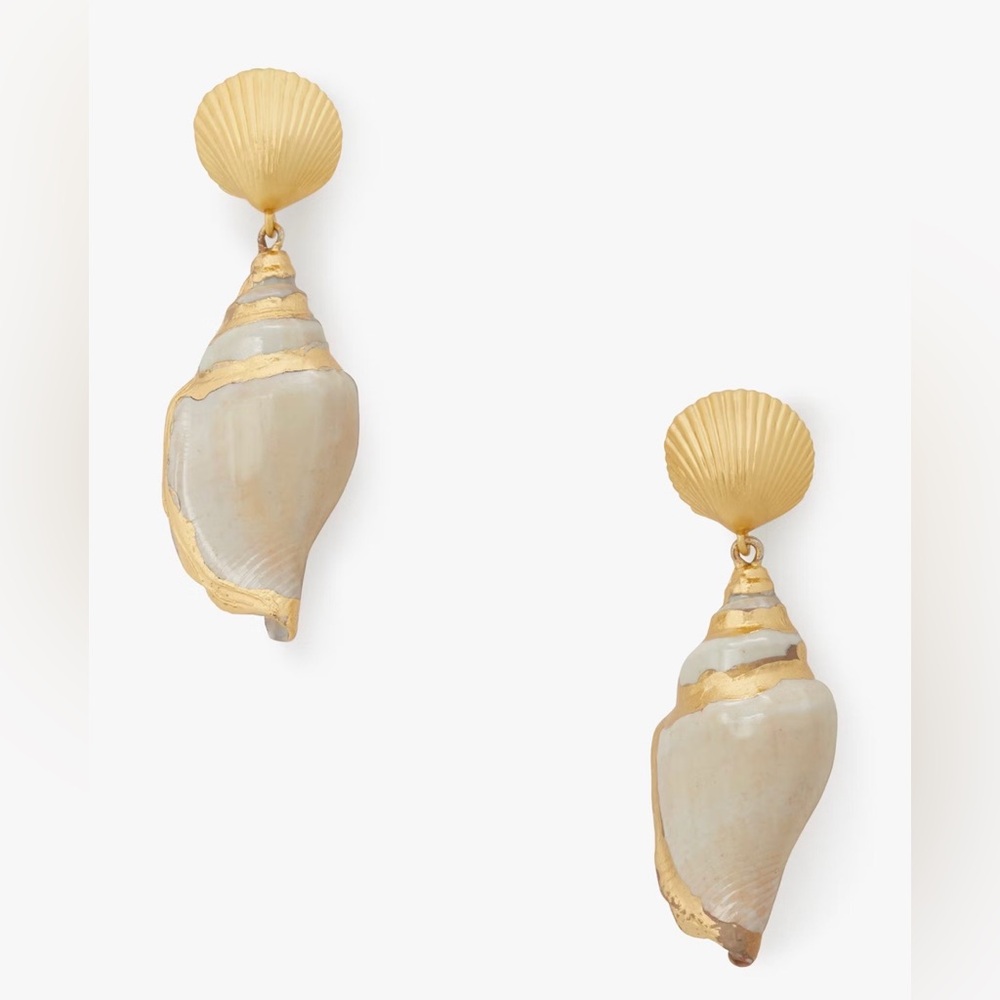 Kate Spade Gold and White Shell Earrings